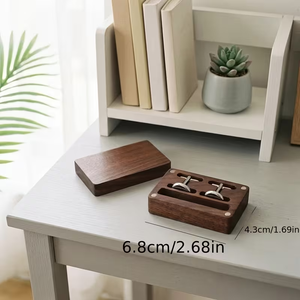 Caja de almacenamiento para juego de <span class=keywords><strong>gemelos</strong></span> y pasadores de corbata de diseño moderno, <span class=keywords><strong>gemelos</strong></span> para hombre, caja de madera - Product Image 1