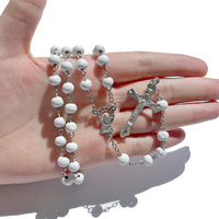 Collier unisexe en alliage vintage Shino, perles catholiques, 6 couleurs mélangées, parfum rose blanche, cadeau transfrontalier très populaire