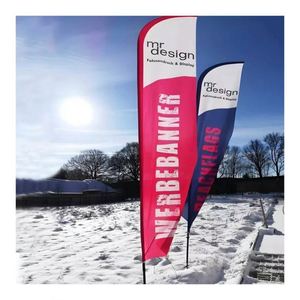 Custom Logo Outdoor Advertising Beach <b>Flags</b> Feather Teardrop Banners Polyester Material for Events - Product Image 1