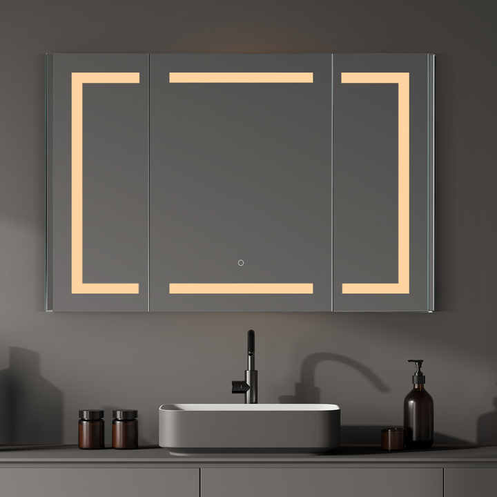 Modern Bathroom Mirror Stainless Steel WallMounted Medicine