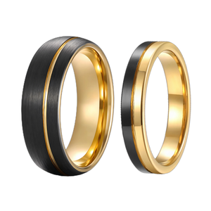 Anello in Carburo di Tungsteno 8mm Nero, Placcato Oro 18K, Oro Rosa, Oro Caffè, con Scanalature Spazzolate, Fede Nuziale all'Ingrosso SZ CHENG JEWELERS - Product Image 2