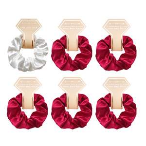 Paquete de Tarjetas Personalizadas con Coleteros Brillantes y Lujosos para el <span class=keywords><strong>Cabello</strong></span>, Accesorios de Coleteros Brillantes para Niñas en Tonos Morado, <span class=keywords><strong>Rojo</strong></span> y Marrón, Coleteros de Seda y Satén - Product Image 2
