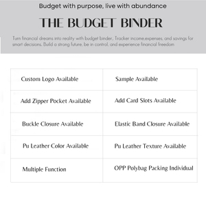 Nouveau classeur de budget A6 rose de luxe personnalisé avec 6 anneaux dorés, couverture de portefeuille Pebble, classeur pour argent - Product Image 5