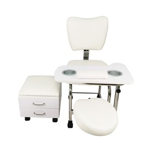 Fauteuil de pédicure Wss 2025 noir/blanc avec table à ongles et tabouret mobile - Product Image 5