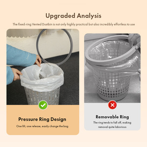 Open Top <b>Large</b> Capacity <b>Bin</b> Vented Hollow Plastic Waste Basket PP Durable Dustbin with Pressure Ring to Secure Garbage Bags - Product Image 6