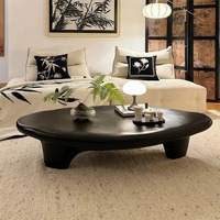 Table basse ovale style crème nordique, Wabi-Sabi, moderne, minimaliste, design pour salon