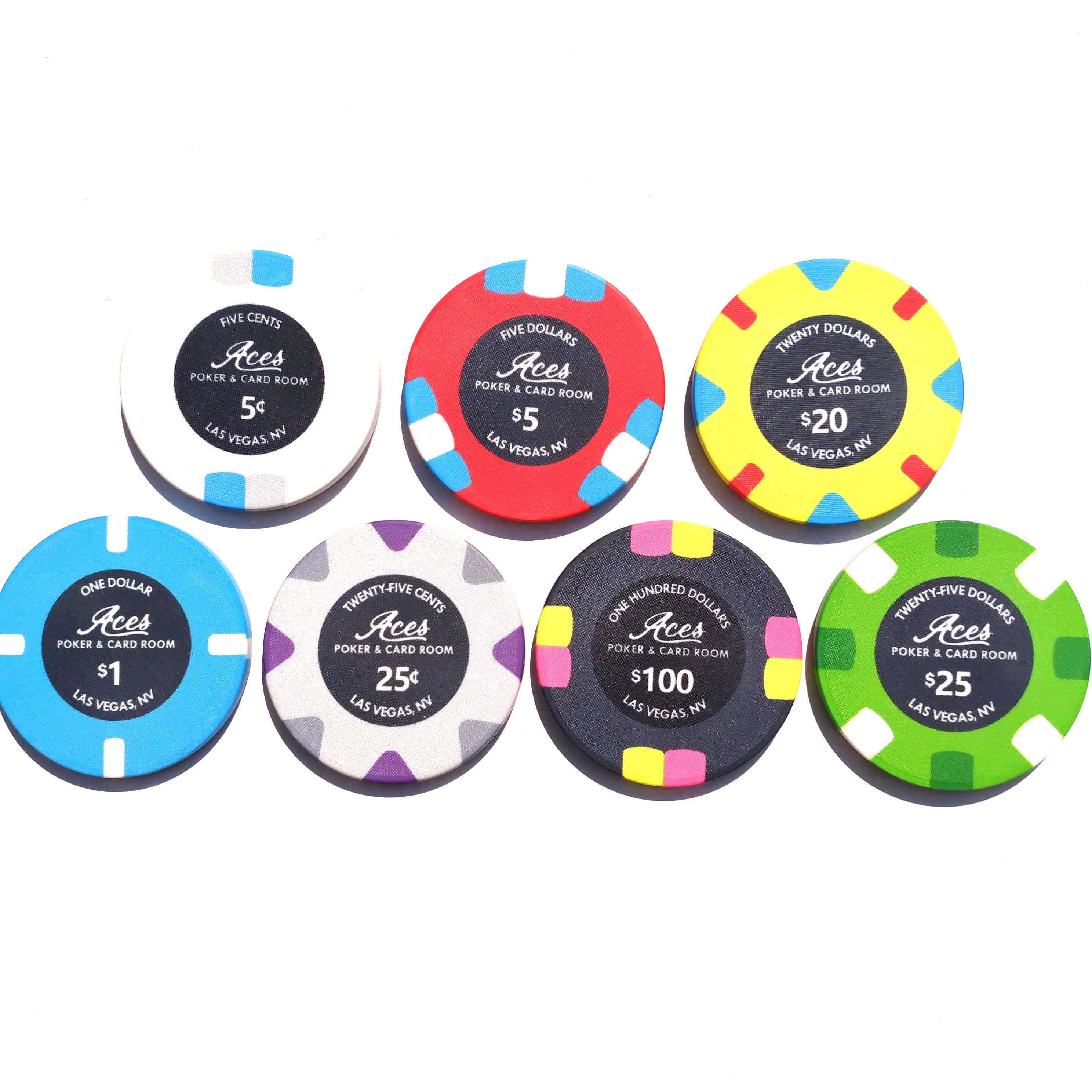 Customized 39/43/46/50/55MM ceramic poker chips for cash and nn game set