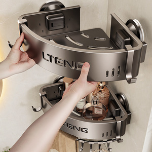 Lteng Triangle Storage Rack Corner Suction Mounted Bathroom Shelf Multi Functional No Drilling Required - Product Image 2