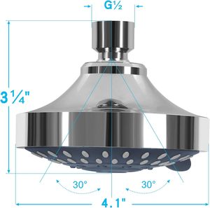 <strong>Shower</strong> <strong>Head</strong> High Pressure Rain Fixed 5-Setting <strong>with</strong> Adjustable Metal <strong>Swivel</strong> Ball <strong>Joint</strong> - Relaxed <strong>Shower</strong> Experience Even - Product Image 5