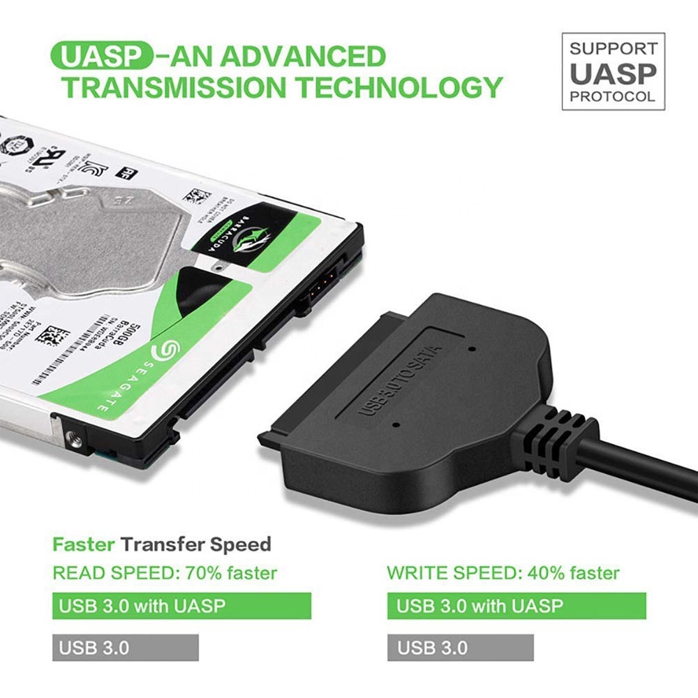 Doonjiey SATA to USB Cable USB 3.0 to SATA III Hard Driver Adapter Compatible for 2.5 inch HDD and SSD