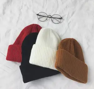 Top Quality Custom Design Unisex Cuffed Plain Skull Knit Hat Cap