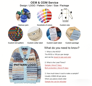 Suéter de Punto Casual con Logotipo Personalizado, Diseño Abierto por Delante, Largo, para Invierno, Antiarrugas, Transpirable, con Rayas Finas y Apliques - Product Image 3