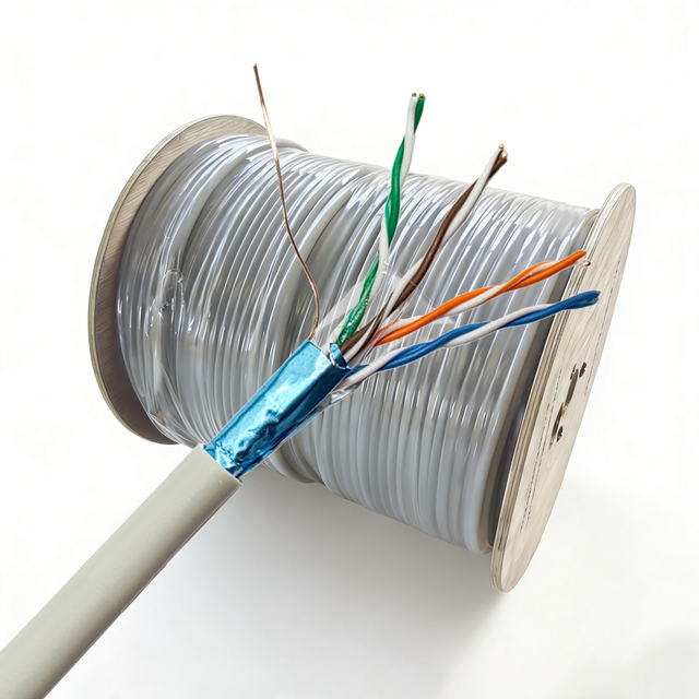 Outdoor Cat5e FTP Cable 305M 24AWG Solid Copper Foil Shield Waterproof Direct Burial CMR 100MHz 4 Pair LAN Network