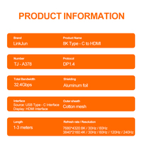 Nuevo producto A378 8K USB tipo C macho a HDMI macho Adaptador convertidor Cable 32,4 Gbps aleación de aluminio 8K Cable USB para Audio Video