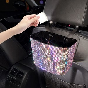 <span class=keywords><strong>Poubelle</strong></span> de voiture en cristal de diamant Fujong CTC-005, organisateur de <span class=keywords><strong>coffre</strong></span> étanche en ABS et strass, options colorées - Product Image 1