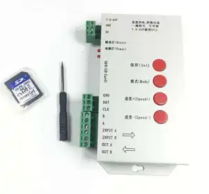 DC5V-24V发光二极管RGB全彩控制器T1000S像素可编程控制器，带sd卡，适用于WS2811 WS2812B发光二极管条形灯