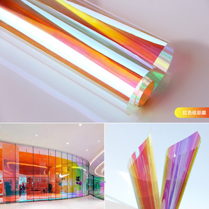 Film Holographique Décoratif Auto-Adhésif Moderne en PET pour Fenêtre, Effet Dichroïque Arc-en-Ciel Changeant de Couleur pour Verre de Construction - Product Image 4
