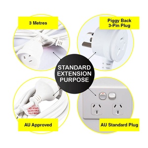 3 <span class=keywords><strong>mètres</strong></span> de longueur blanc 2400W SAA approuvé Heavy Duty Piggy Back Extension Lead parfait pour la maison bureau garage atelier tondeuse à gazon - Product Image 4