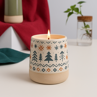 Pot de bougie en céramique de haute qualité pot de bougie personnalisé bohême avec décalcomanie pour pots de stockage nordiques navires bougeoir Premium