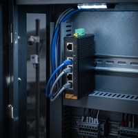 Switch Jaringan Industri 5-Port Gigabit Tanpa Manajemen 10Gbps DIN Rail IP40 Tahan Suhu Luas untuk Sistem Kontrol PLC Pabrik SH-G0005-P