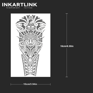 INKARTLINK Autocollant de <span class=keywords><strong>tatouage</strong></span> semi-permanent personnalisé, motif masque tribal maya, art corporel, imperméable, longue durée (1-2 semaines), encre Jagua - Product Image 3