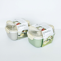 Boîte à bento isotherme double niveau en plastique SB TECH 1200 ml, 3 compartiments, écologique, réutilisable, durable, facile à nettoyer, fraîcheur garantie
