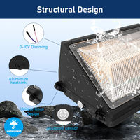 Lámpara de Pared Exterior de Aluminio Directo de Fábrica, IP65, 3CCT, 5000K, 80W/100W/120W, Fotocélula LED, Iluminación para Estacionamientos