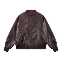 Veste pour homme, style rétro américain en cuir PU, ample et simple, décontractée et tendance, coupe-vent avec col montant