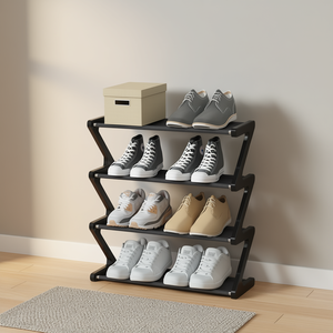 Zapatero Multifuncional de 4 Niveles en Forma de Z, Mueble Convertible para el Hogar con Estantes de Tela para Ahorrar Espacio y Organizar Zapatos - Product Image 2