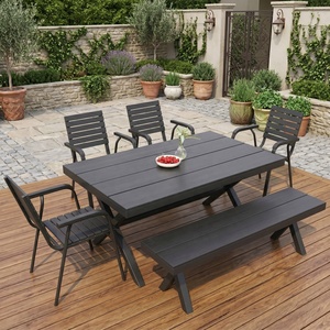 Ensemble <span class=keywords><strong>de</strong></span> salle à manger <span class=keywords><strong>de</strong></span> patio pas cher, 6 pièces, meubles d'extérieur avec table <span class=keywords><strong>et</strong></span> 6 chaises en <span class=keywords><strong>bois</strong></span> plastique pour véranda, bord <span class=keywords><strong>de</strong></span> piscine, cour <span class=keywords><strong>et</strong></span> <span class=keywords><strong>jardin</strong></span>, <span class=keywords><strong>noir</strong></span> - Product Image 3