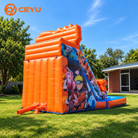 Toboggan aquatique gonflable Ceyu Ninja à double piste avec piscine à jets d'eau, idéal pour les fêtes d'enfants, la location, les carnavals, les festivals et les événements extérieurs