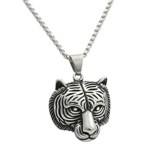 Collar con Colgante de Cabeza de Tigre de Acero Inoxidable, Color Plata y Oro, Joyería de Moda para Hombre, Cadena con Dije de Animal 280586 - Product Image 4