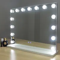 Miroir de maquillage courtoisie de bureau, coiffeuse de grande taille, style Hollywood, avec lumière