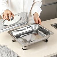 Réchaud de buffet rectangulaire en acier inoxydable professionnel avec couvercle pour hôtels, restaurants et traiteurs