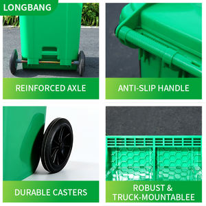 Contenedor de Basura para Exteriores Montable en Remolque para Patio y Jardín, Varios Tamaños, Tipo de Tapa Enrollable de HDPE, Ecológico y Resistente, Fácil de Transportar - Product Image 3