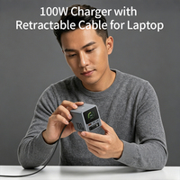 Nouveauté Chargeur mural multi-ports 100w GaN PD avec câble rétractable intégré pour le bureau portable et les voyages