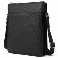 Sac bandoulière vertical en cuir PU pour homme, étanche, avec sangle réglable, pour tablette, personnalisable par fournisseur OEM