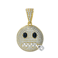 Bijoux Hip Hop Plaqué Or Iced Out Cubic Zircon Charms Pendentif émoticône en argent sterling 925 pour homme