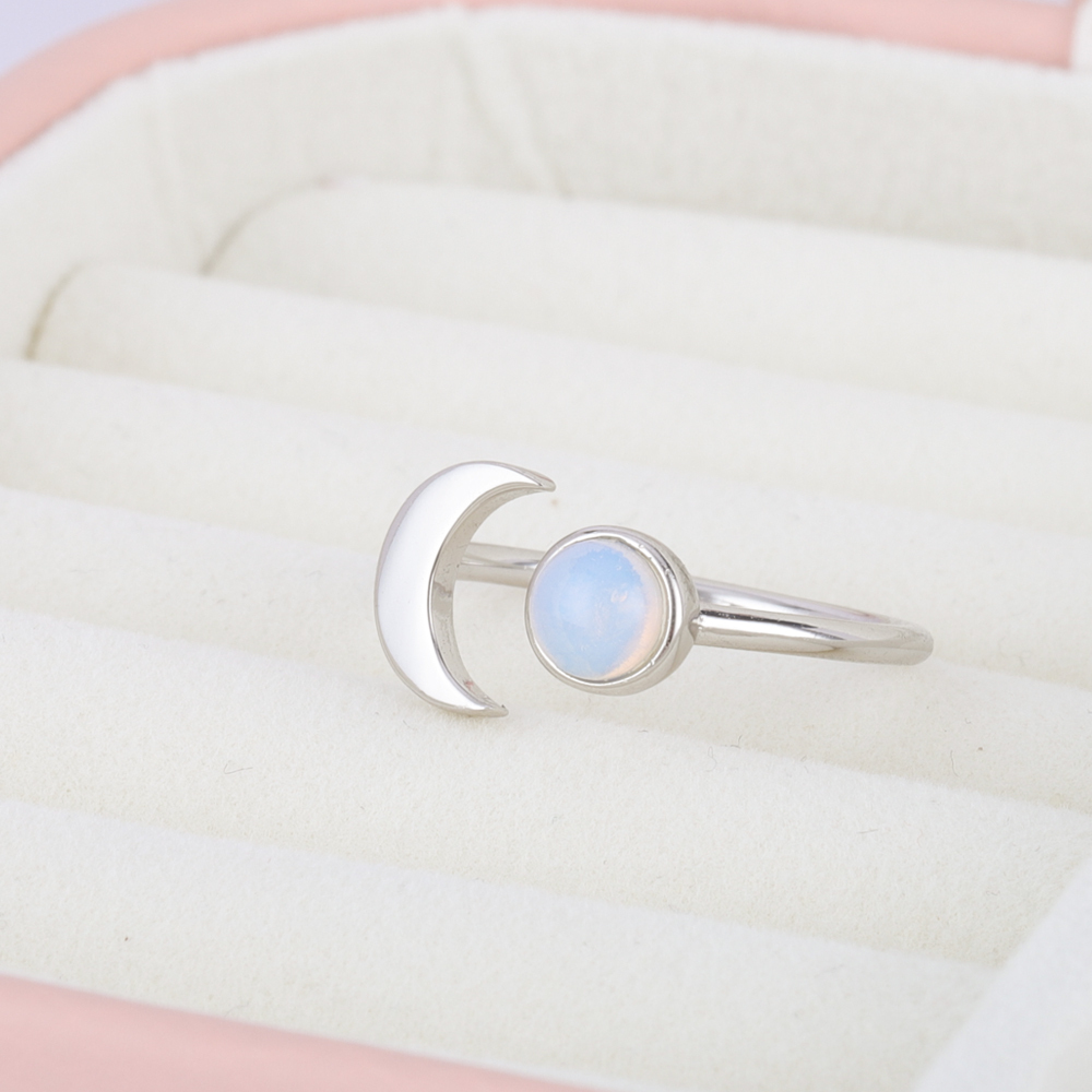 Koral Jewelry Square Moonstone Vintage Lace Ring - 925 Sterling Silver, Sizes 6-10, Boho Style - View #7