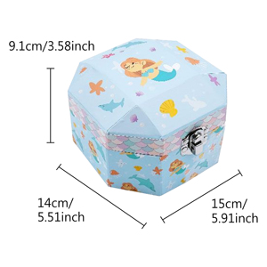 Boîte à bijoux musicale sur le thème de l'océan - Boîte de rangement en papier avec motif de sirène mignon, chansons personnalisées et espace intérieur, cadeau d'anniversaire pour filles - Product Image 3
