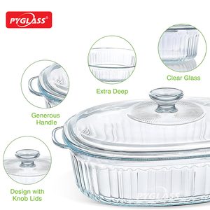 Casserole ovale en verre Pyglass pour cuisine moderne avec couvercles, grande capacité, compatible lave-vaisselle et micro-ondes, 1800 ml - Product Image 3