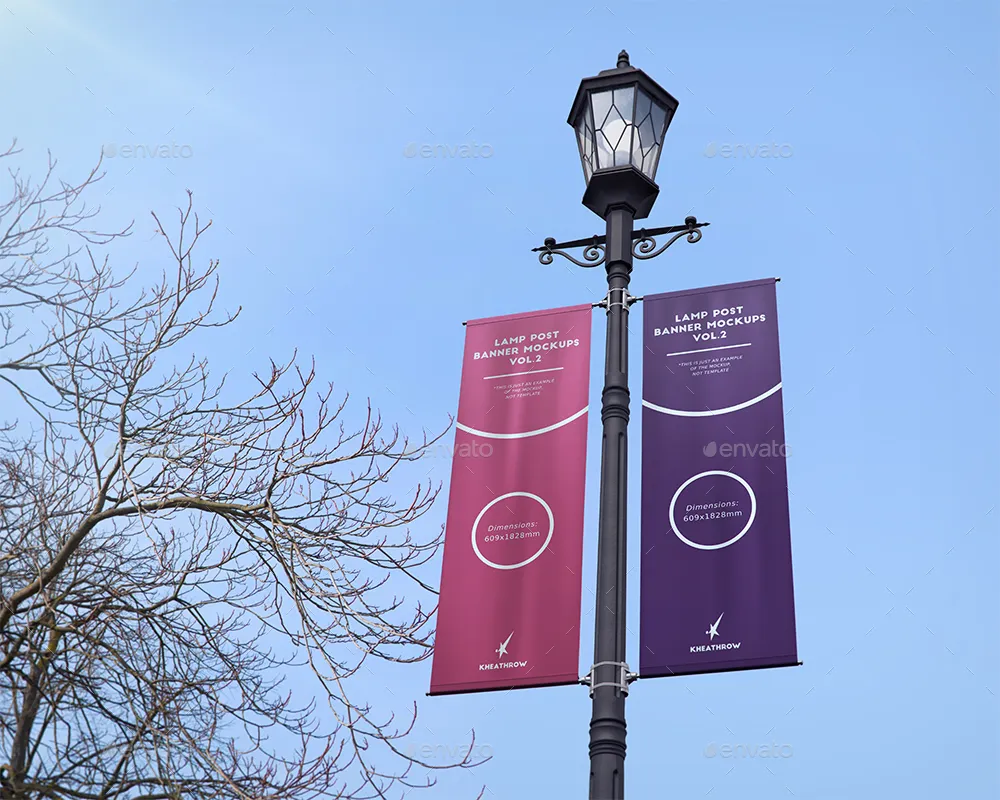 Rua luz pólo dupla face banner com suportes e pólo