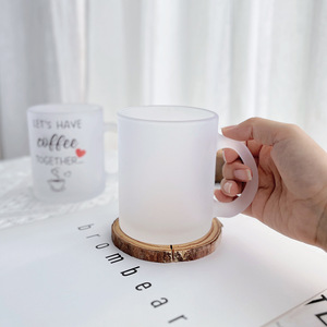 Taza de vidrio esmerilado con asa para sublimación, transferencia de calor, logotipo personalizado, 350 ml, para café, té, regalo - Product Image 1