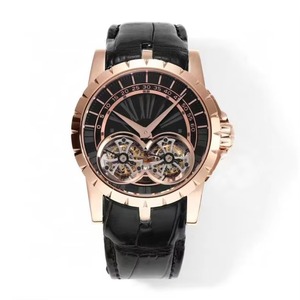 Reloj de movimiento mecánico automático con logotipo personalizado, caja de acero inoxidable de doble tourbillon de alta calidad y correa de cuero genuino. - Product Image 2