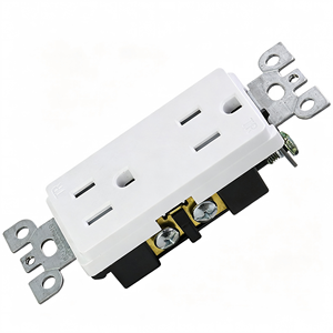 Cubierta de Tomacorriente de Pared de Plástico Blanco con 2 Receptáculos Dobles 125V 15A IP20 Estilo Minimalista - Product Image 3