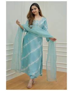 FABZONE, costume en soie pure Chanderi, dernier design, le plus vendu, avec dupatta en organza pour femmes, tenue de soirée, pour l'exportation, fabricant - Product Image 2