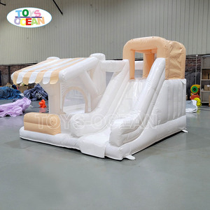 Château gonflable beige pastel avec toboggan, utilisation sèche et humide, château gonflable pour enfants pour <span class=keywords><strong>location</strong></span> de fête - Product Image 3