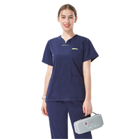 Uniforme Médico Unisex de Manga Corta, Color Morado Claro, de Secado Rápido, Elástico, para Verano, 100% Poliéster Twill