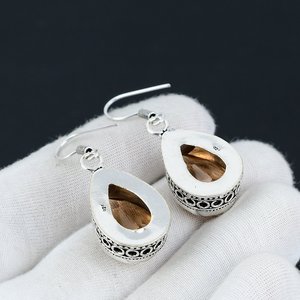 ต่างหูแบบเกี่ยวอัญมณีทรงลูกแพร์ทรงเหลี่ยมเพชรพลอยสีเงินสเตอร์ลิง925ทำด้วยมือสำหรับงานปาร์ตี้ของขวัญโรงงาน - Product Image 4