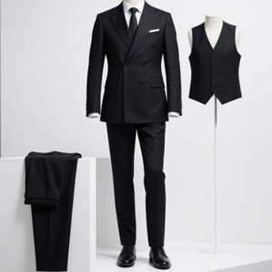 ชุดสูทธุรกิจเข้ารูป3ชิ้นสำหรับผู้ชายสูทเจ้าบ่าวแบบสั่งทำสำหรับงานแต่งงานโบสถ์กระดุมสองแถวระบายอากาศได้ - Product Image 4